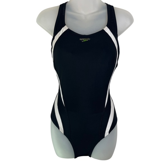 Speedo Other - Speedo Womens Black White Hydro Bra One Piece Swimsuit 7723950 Size 8